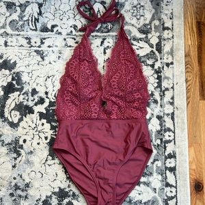 Exhilaration M one piece lace swimsuit